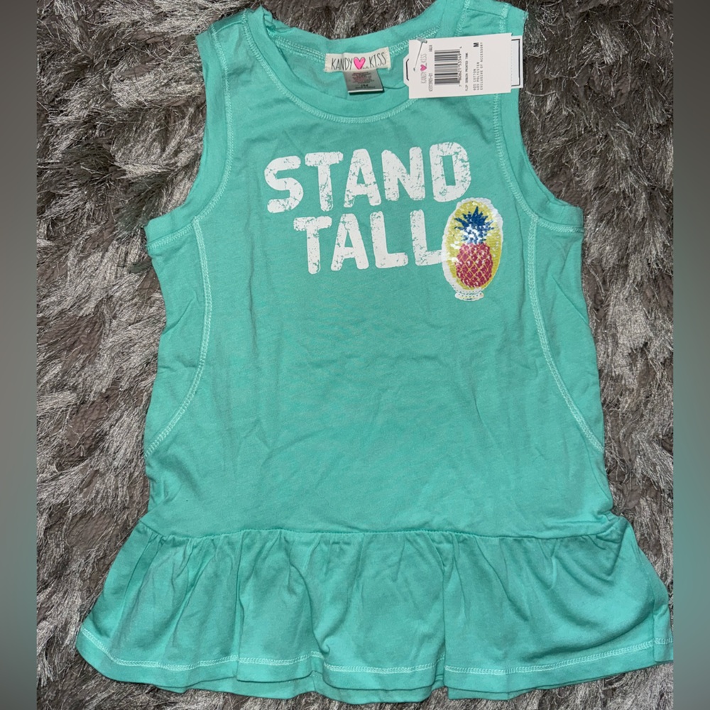 Kandy Kiss Teal Graphic Top- Pineapple sequence